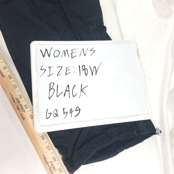 Dash Button Zip Cargo Dark Wash Pants Womens Size 18W Black - Picture 9 of 9